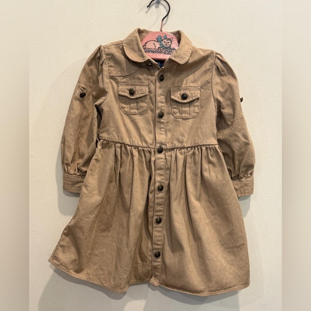 Ralph Lauren Khaki Cotton Long Sl Dress